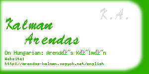 kalman arendas business card
